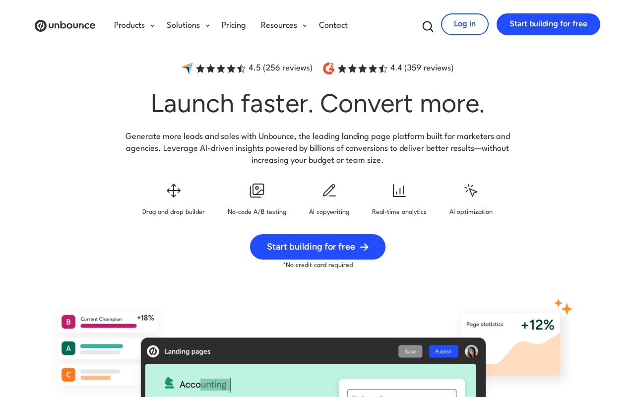 Unbounce screenshot 1